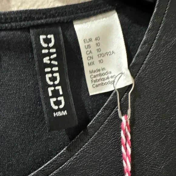 🎉Little Black Sleeveless Dress Faux Leather Top & Exposed Back Zip Sz 10 BNWT - Picture 5 of 9